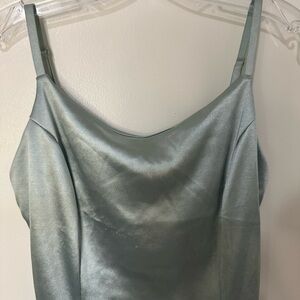 Iris Satin Mini Dress in Light Blue